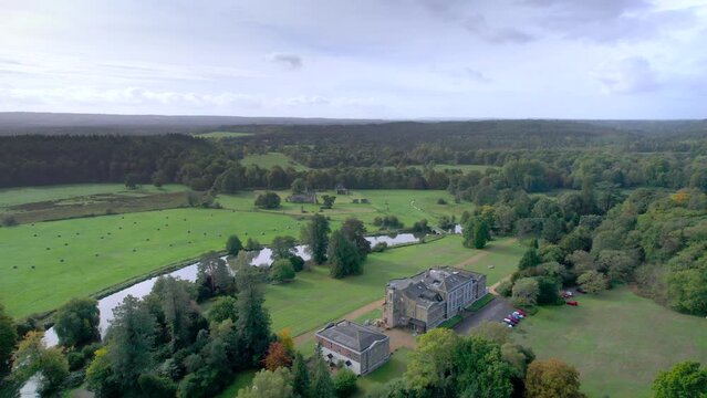Amazing drone view of near Waverley Abbey of  Farnham, Surrey, south of England, Autumn