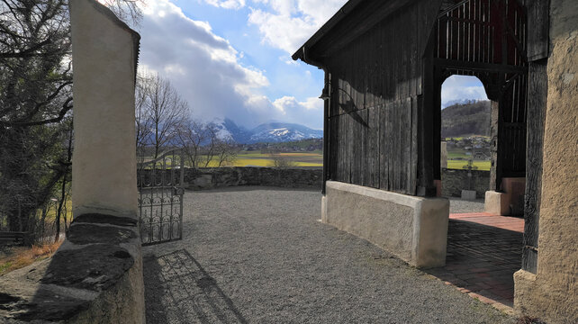Entrance to the old St. Michael Church Feldkirch Tisis, Austria