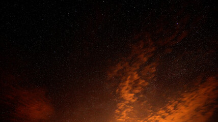 Red aurora space in night sky