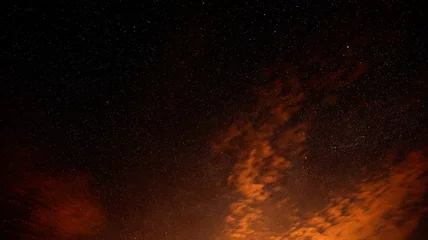 Fotobehang Red aurora space in night sky © Manuel