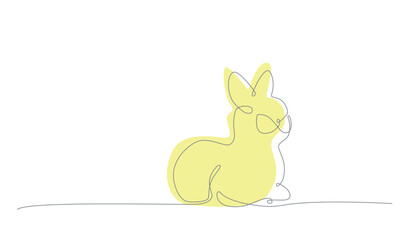 Easter bunny continues line hand draw element. Vector stock illustration minimalism design isolated on white background. Editable stroke single line. 