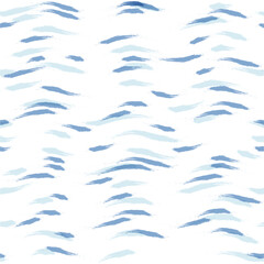 Obraz premium Seamless Wave Stripe Pattern, Water vector background. curve brush stroke, curly paint lines, watercolor illustration