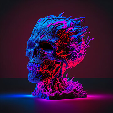 Electric head, neon lights, design tool, avatar