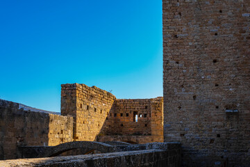 Fototapeta na wymiar castle of loarre spain terrace view of pavilion of the monastery