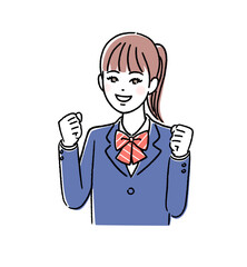 ガッツポーズをする女子生徒