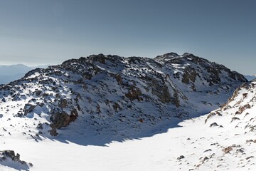 Fototapeta na wymiar Aerial view of beautiful mountains during winter
