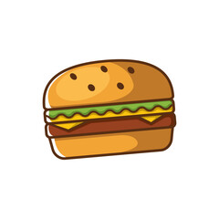 Burger vector illustration. Vector burger in vibrant colors. Food illustration.