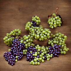 Realistic table with grapes and damascus