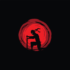 Ninja silhouette logo design illustration  © Riskidesign