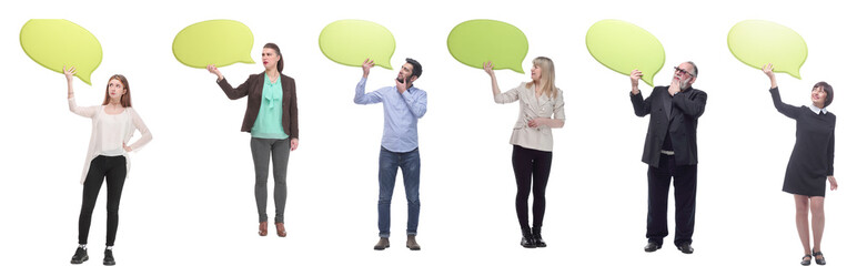 group of successful business people with comments