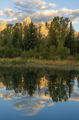 Scenic Autumn Reflection Landscape in Grand Teton National Park Wyoming