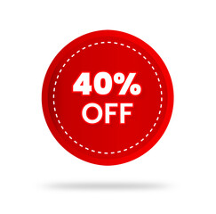40% percent discount sticker price tag design. product emblem with percentage sell off. marketing deal sale tag giving super offer. Sale 40% off banners, discount tags design template, extra promo.