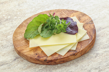 Sliced goat cheese for breakfast