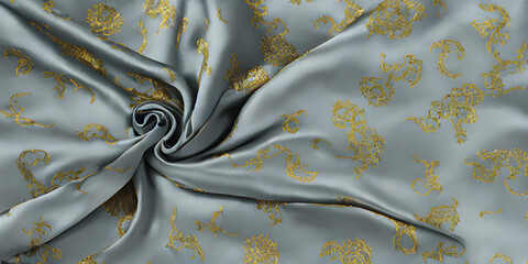 silk fabric sky blue, printed, satin fabric, textured background for presentation, silk clothe folds , swirl, silk fabric texture, AI generated