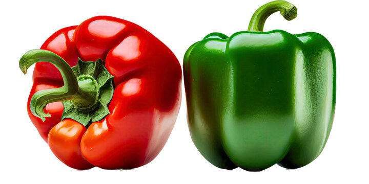red and green bell pepper with isolated white background 