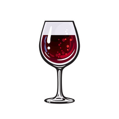 Hand drawn glass of red wine. Vector illustration isolated on white background.