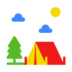 Icon Camp tent, Holyday. editable file and color.