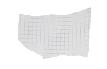 Torn graph paper piece on a transparent background. Png paper.