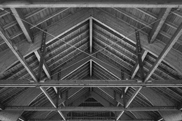 Architektonische Meisterleistung. Freitragende Holz Dachkonstruktion