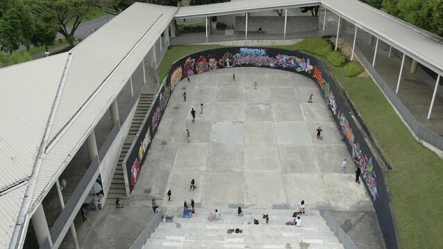 Aerial view at the Skatepark area in Challenge park