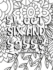 Funny-Quotes Coloring pages. Coloring page for adults and kids. Vector Illustration.