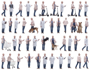 Obraz premium collage of a woman in full growth displaying many professions
