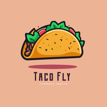 Taco logo template. Vector illustration of taco icon. Mexican food.