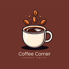 Coffee cup logo template. Vector illustration of a cup of coffee.