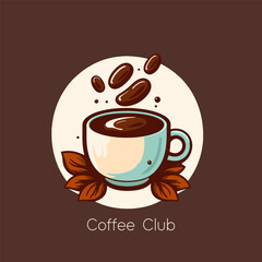 Coffee cup with beans. Vector illustration in cartoon style.