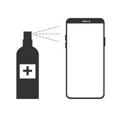 Smartphone disinfection sign. Disease Prevention Personal hygiene concept. Vector illustration