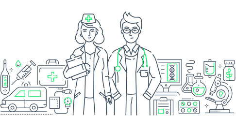 Medicine - line design style illustration