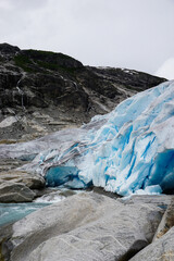 Blue glacier in Mountains of Norway, giant ice from 2015