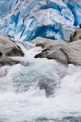 Blue glacier in Mountains of Norway, giant ice from 2015