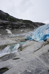 Blue glacier in Mountains of Norway, giant ice from 2015