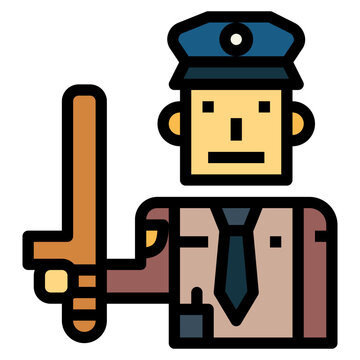 police officer holding baton icon clip art preview