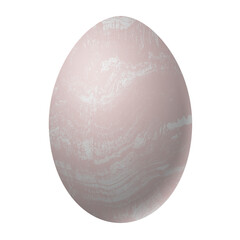 Easter egg isolated on white background. Pink and white  marble pattern in vintage style. Elegance hand painted decoration.