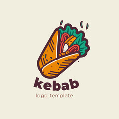 Kebab logo template. Fast food vector illustration. Vector illustration.