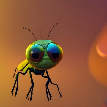 Grünes Insekt mit großen Augen (Generative AI)