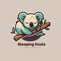 Cute koala logo. Vector illustration of a cute koala