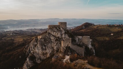 Aerial view of Srebrenik fortress in Bosnia and Herzegovina