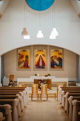 Inside view of the isle of a church