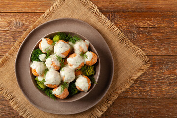 Salmon Meatballs with Red Rice.