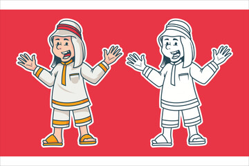 arabic boy Character cartoon vector Illustration