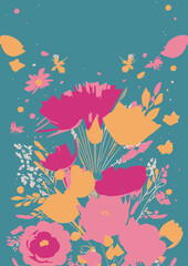 Fototapeta na wymiar Set of backgrounds for the text Spring Festival cherry blossom, frame of stylized flowers. Set of backgrounds for women's day March 8.