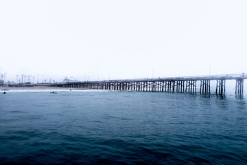 Fototapeta na wymiar Drone shot of a metallic pier of the sea, cool for background