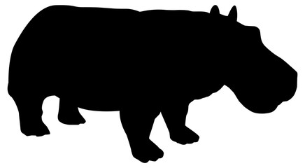 Obraz na płótnie Canvas Hippopotamus Silhouette for Logo, Art Illustration, Icon, Symbol, Pictogram or Graphic Design Element. Format PNG