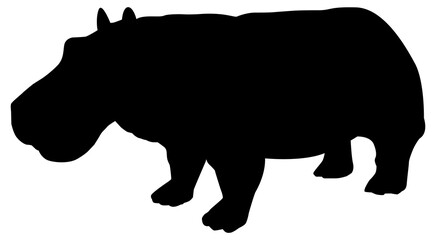 Hippopotamus Silhouette for Logo, Art Illustration, Icon, Symbol, Pictogram or Graphic Design Element. Format PNG