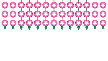 お祭りのピンクの花_軒花のイラスト_背景_16:9