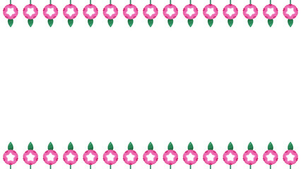 お祭りのピンクの花_軒花のイラスト_フレーム_16:9