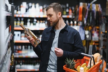 man in supermarket, grocery store customer